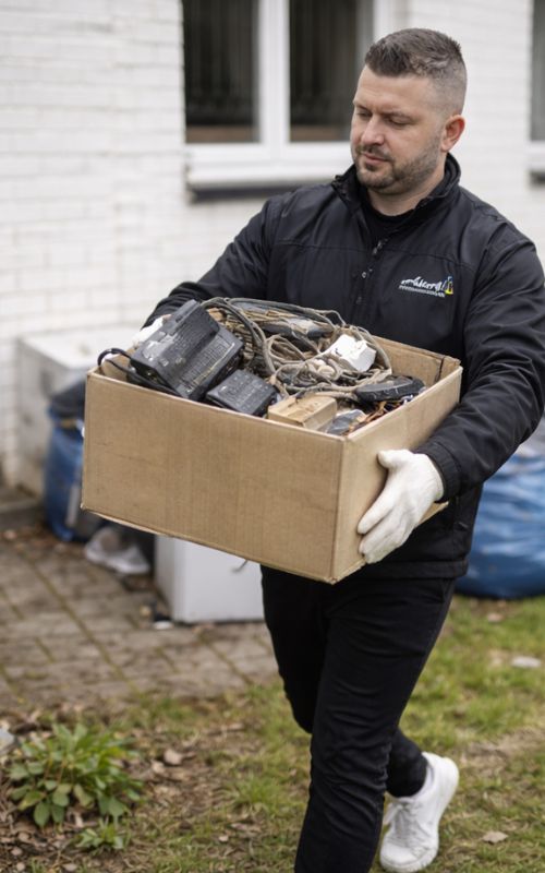 Unaufgeräumter Raum vor und nach Entrümpelung in Münster