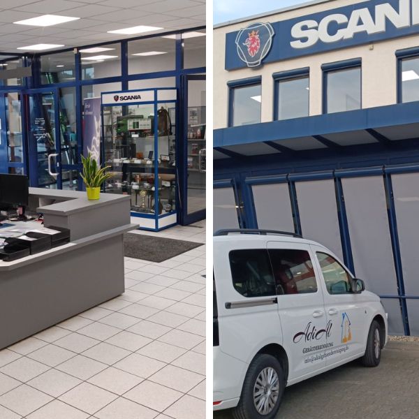 Außenreinigung Scania Münster – Reinigungsfirma vor dem Scania Gebäude